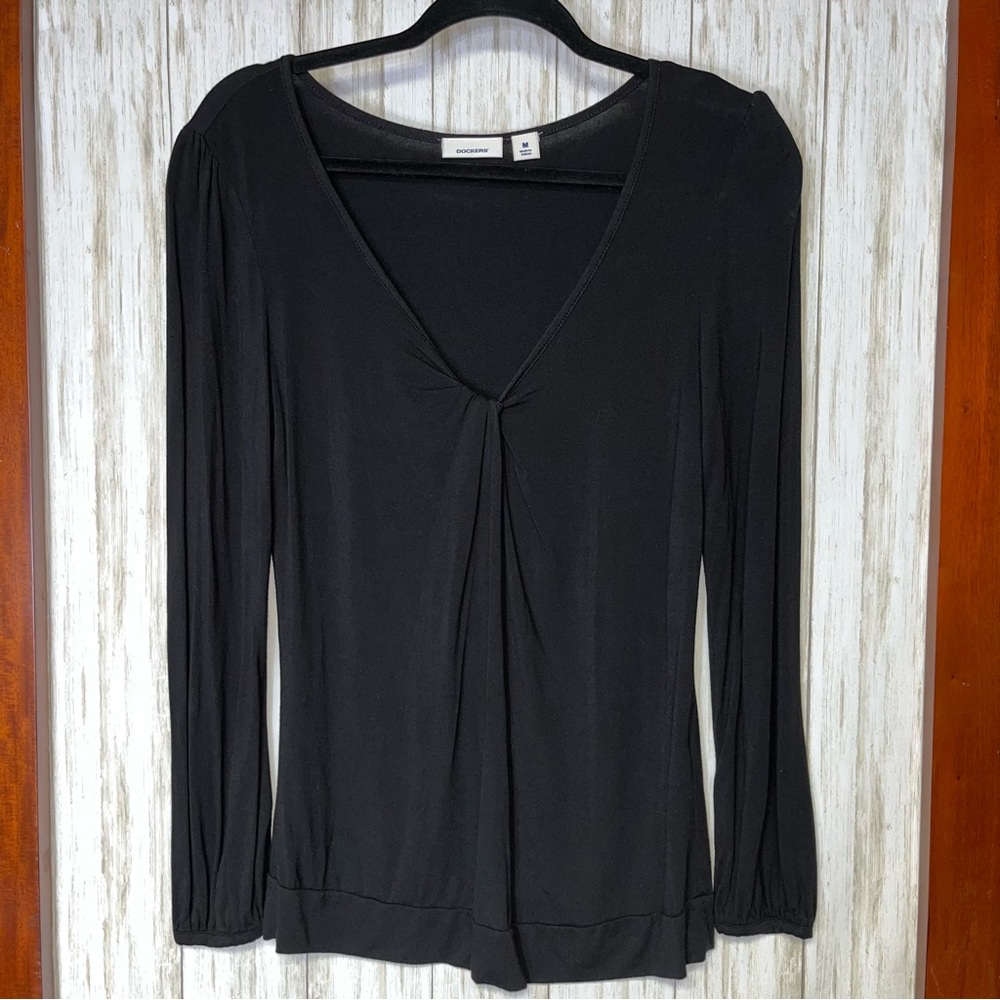 Dockers Black Knit Long Sleeve Top size Medium